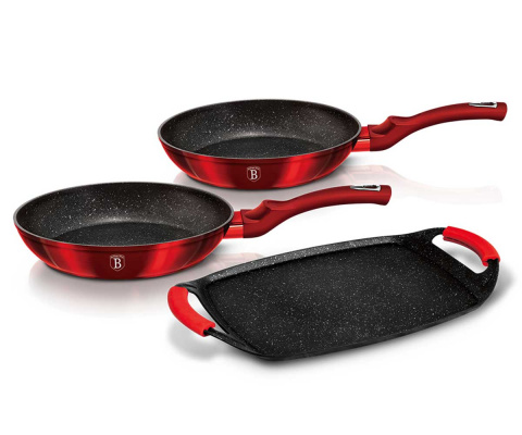ZESTAW 2 PATELNI GRANITOWYCH BERLINGER HAUS RED METALLIC BH-1612