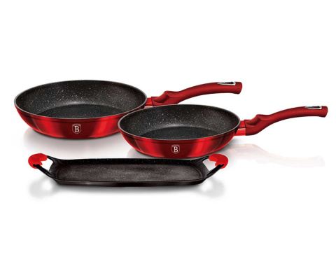 ZESTAW 2 PATELNI GRANITOWYCH BERLINGER HAUS RED METALLIC BH-1612