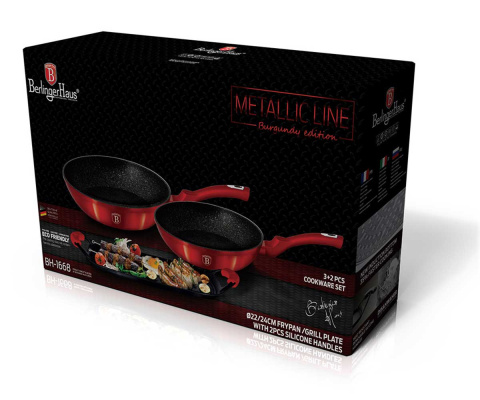 ZESTAW 2 PATELNI GRANITOWYCH BERLINGER HAUS RED METALLIC BH-1612