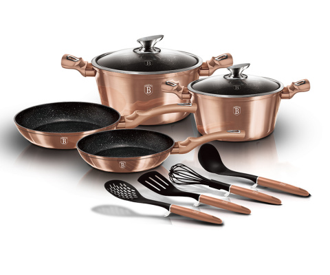 SET OF GRANITE POTS BERLINGER HAUS BH-6142 ROSE GOLD