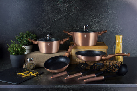 SET OF GRANITE POTS BERLINGER HAUS BH-6142 ROSE GOLD