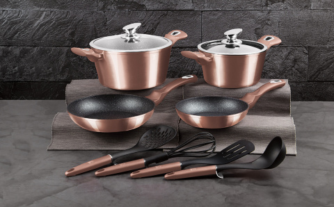 SET OF GRANITE POTS BERLINGER HAUS BH-6142 ROSE GOLD