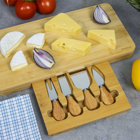 CHEESE CUTTING AND SERVING BOARD WITH KINGHOFF KH-1567 UTENSILS