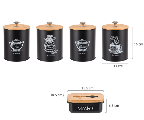 ZESTAW POJEMNIKÓW KUCHENNYCH I MASELNICZKA E-6055