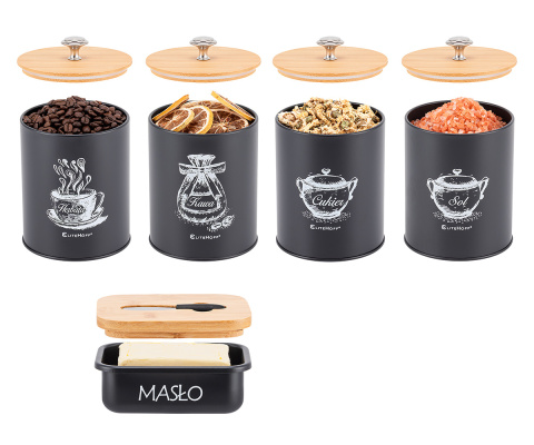 ZESTAW POJEMNIKÓW KUCHENNYCH I MASELNICZKA E-6055