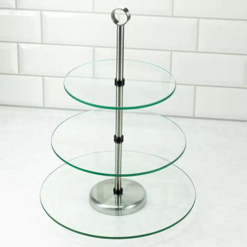 SZKLANA PATERA KINGHOFF 3-POZIOMOWA NA OWOCE CIASTA KH-4016