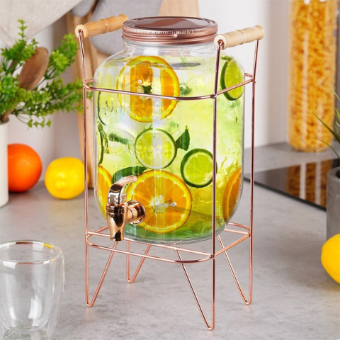 SŁÓJ SZKLANY 3,2l DO NAPOJÓW Z KRANIKIEM I STOJAKIEM 139602