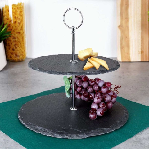 TWO-LEVEL STONE PATERA FOR CAKES SNACKS 139313