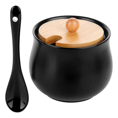 CUKIERNICA CUKIERNICZKA CERAMICZNA Z ŁYŻECZKĄ CZARNA 139683