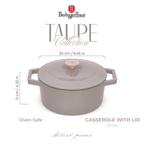 GARNEK ŻELIWNY 24cm 4,35L BERLINGER HAUS BH-6525 TAUPE