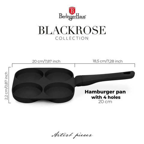 PATELNIA TYTANOWA 26cm DO HAMBURGERÓW JAJEK BERLINGER HAUS BH-7797 BLACK ROSE