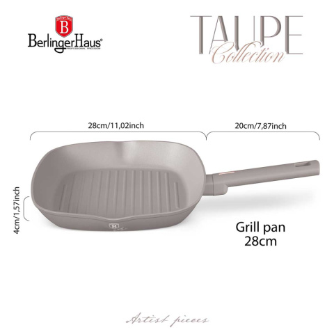 PATELNIA GRILLOWA TYTANOWA 28cm BERLINGER HAUS BH-8096 TAUPE