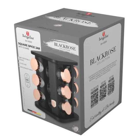 STOJAK OBROTOWY NA PRZYPRAWY 12 POJEMNIKÓW BERLINGER HAUS BH-8559 BLACK ROSE