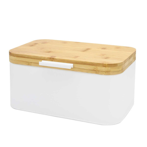 CHLEBAK STALOWY Z DREWNIANĄ POKRYWĄ 4260 BIAŁY