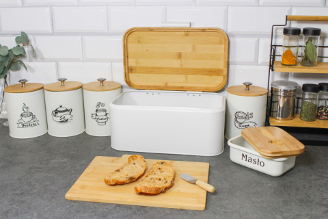 CHLEBAK STALOWY Z DREWNIANĄ POKRYWĄ 4260 BIAŁY