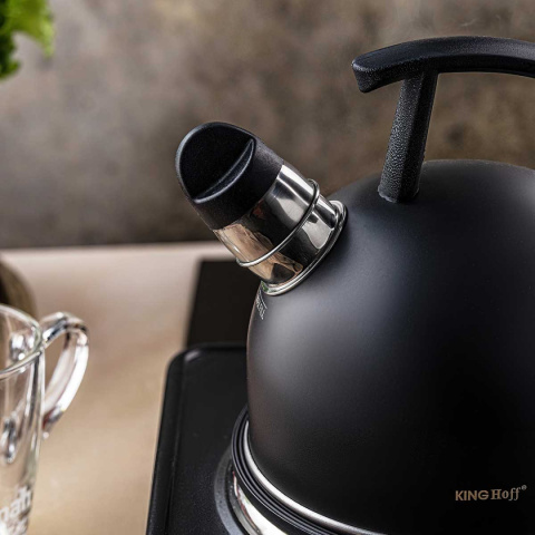 CZAJNIK 1,5L Z GWIZDKIEM KINGHOFF KH-1897 CZARNY MAT
