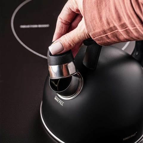 CZAJNIK 1,5L Z GWIZDKIEM KINGHOFF KH-1897 CZARNY MAT