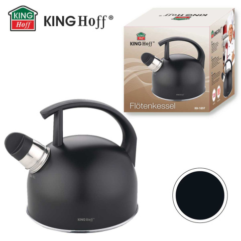 CZAJNIK 1,5L Z GWIZDKIEM KINGHOFF KH-1897 CZARNY MAT