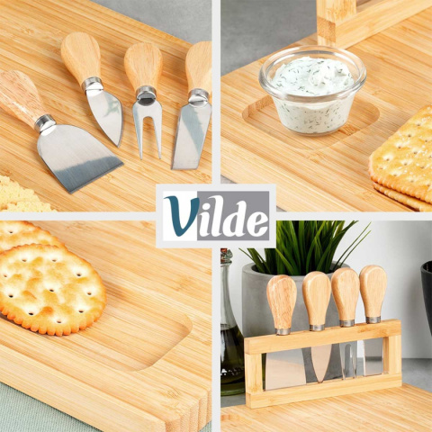 DESKA BAMBUSOWA Z PRZYBORAMI DO PODAWANIA SERÓW PRZEKĄSEK 139753