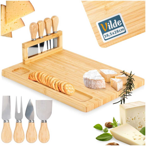 DESKA BAMBUSOWA Z PRZYBORAMI DO PODAWANIA SERÓW PRZEKĄSEK 139753