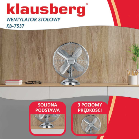 WENTYLATOR WIATRAK CYRKULACYJNY BIURKOWY KLAUSBERG KB-7537