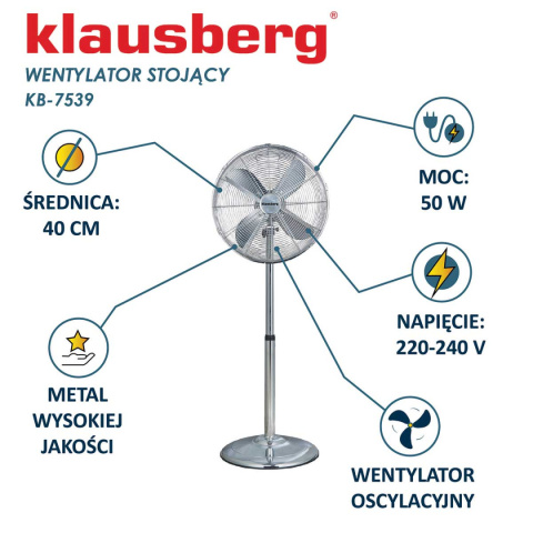 WENTYLATOR WIATRAK PODŁOGOWY KLAUSBERG KB-7539