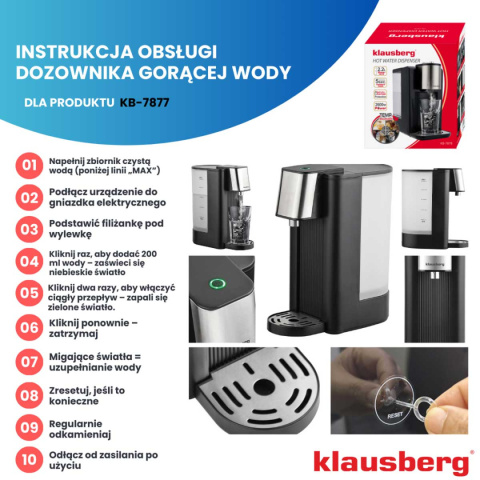 DYSPENSER DOZOWNIK GORĄCEJ WODY 2,5L KLAUSBERG KB-7877