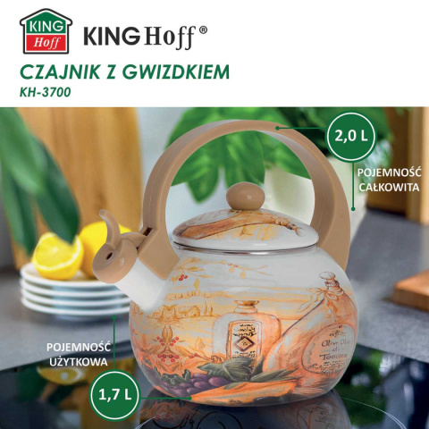 CZAJNIK EMALIOWANY 2L Z GWIZDKIEM KINGHOFF KH-3700