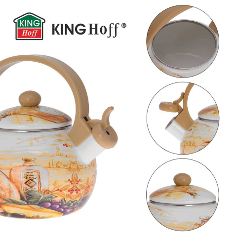 CZAJNIK EMALIOWANY 2L Z GWIZDKIEM KINGHOFF KH-3700