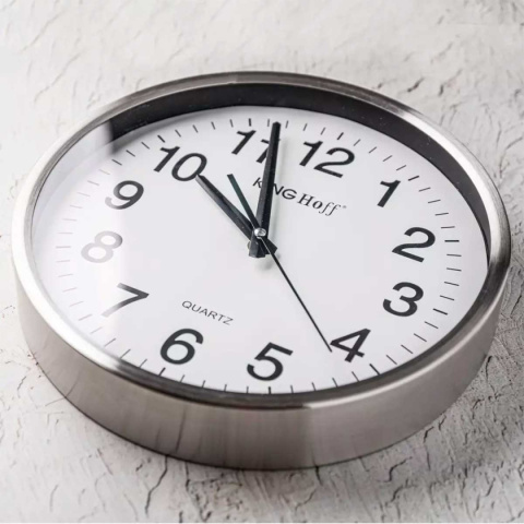 ZEGAR ŚCIENNY STALOWY 30cm MECHANIZM PŁYNĄCY KH-5025