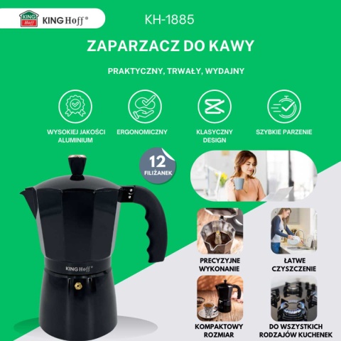 KAWIARKA ZAPARZACZ DO KAWY 600ml KINGHOFF KH-1885 INDUKCJA