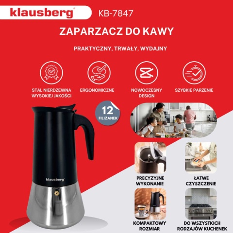 KAWIARKA ZAPARZACZ DO KAWY 460ml KLAUSBERG KB-7847 INDUKCJA