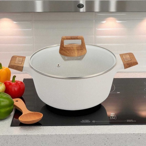 GARNEK MARMURKOWY 28cm Z POKRYWĄ BERGNER BG-30643 NATURALLY