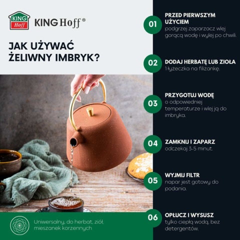 ZAPARZACZ ŻELIWNY IMBRYK 1L Z FILTREM KINGHOFF KH-1933