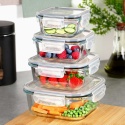 ZESTAW 4 SZKLANYCH POJEMNIKÓW NA ŻYWNOŚĆ Z POKRYWAMI I USZCZELKAMI 229236