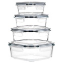 ZESTAW 4 SZKLANYCH POJEMNIKÓW NA ŻYWNOŚĆ Z POKRYWAMI I USZCZELKAMI 229236