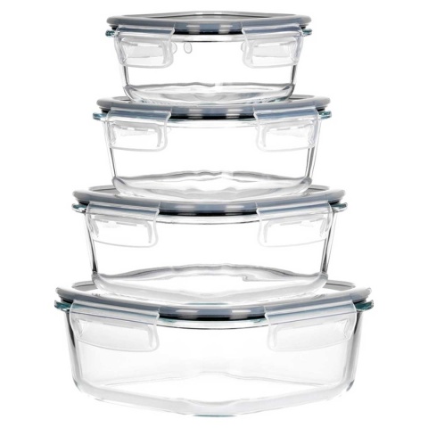 ZESTAW 4 SZKLANYCH POJEMNIKÓW NA ŻYWNOŚĆ Z POKRYWAMI I USZCZELKAMI 229236