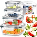 ZESTAW 4 SZKLANYCH POJEMNIKÓW NA ŻYWNOŚĆ Z POKRYWAMI I USZCZELKAMI 229236
