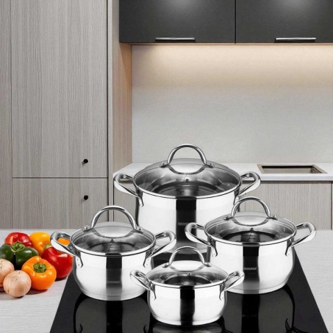 ZESTAW GARNKÓW STALOWYCH 8 ELEM. GOURMET LINE BG-6523