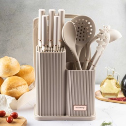 ZESTAW NOŻY I PRZYBORÓW KUCHENNYCH Z DESKĄ W STOJAKU KLAUSBERG KB-7935