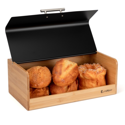 CHLEBAK BAMBUSOWY POJEMNIK NA PIECZYWO E-6067 CZARNY