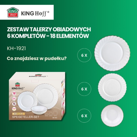 KOMPLET OBIADOWY OPAL MARIGOLD DLA 6 OSÓB 18 ELEM. KINGHOFF KH-1921