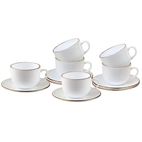 ZESTAW KAWOWY 6 FILIŻANEK ZE SPODECZKAMI KINGHOFF OPAL KH-1929