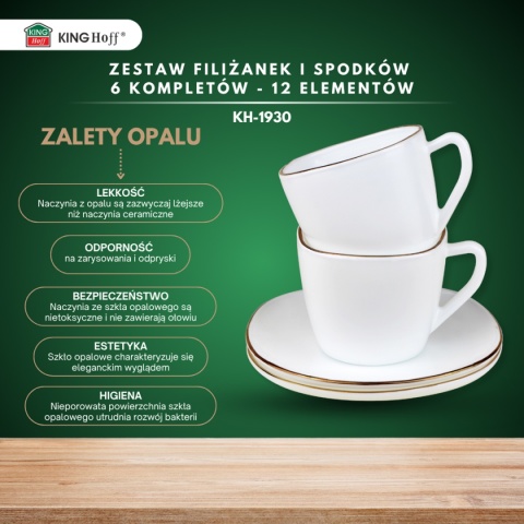 ZESTAW KAWOWOWY 6 FILIŻANEK ZE SPODECZKAMI KINGHOFF OPAL KH-1930