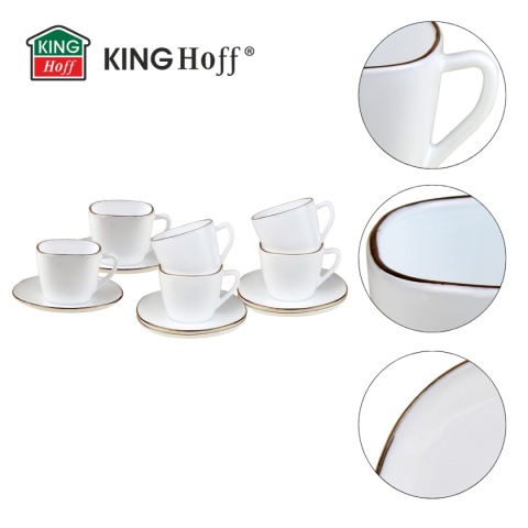 ZESTAW KAWOWOWY 6 FILIŻANEK ZE SPODECZKAMI KINGHOFF OPAL KH-1930