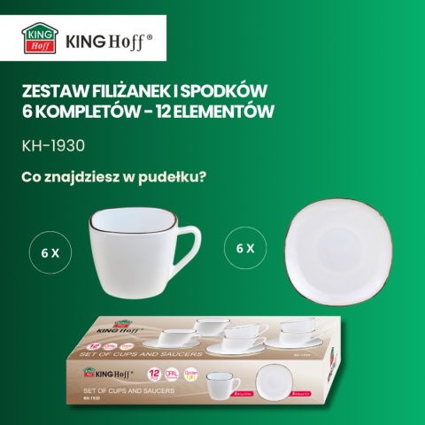 ZESTAW KAWOWOWY 6 FILIŻANEK ZE SPODECZKAMI KINGHOFF OPAL KH-1930