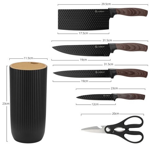 ZESTAW NOŻY KUCHENNYCH Z TASAKIEM W STOJAKU E-6309