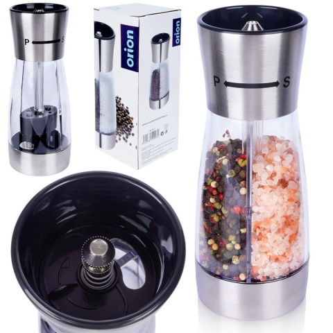 PODWÓJNY RĘCZNY MŁYNEK DO PIEPRZU I SOLI ORION 130163