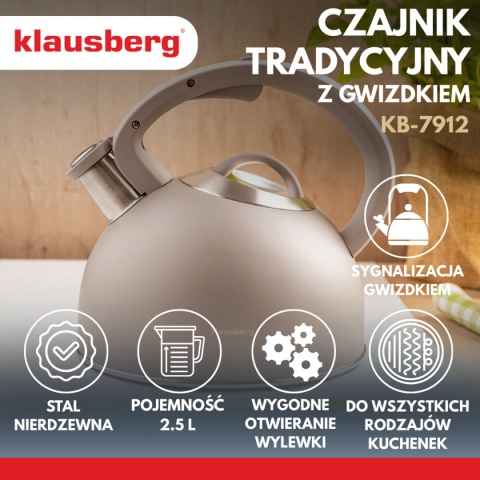 CZAJNIK STALOWY Z GWIZDKIEM 2,5L KLAUSBERG KB-7912