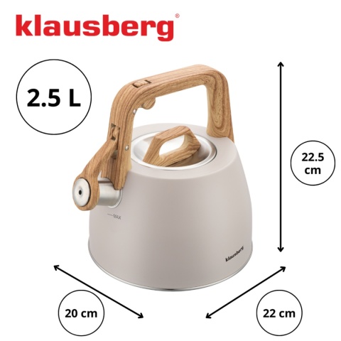 CZAJNIK STALOWY Z GWIZDKIEM 2,5L KLAUSBERG KB-7917